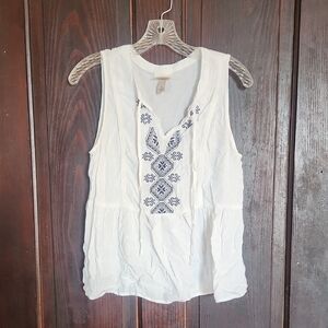 Knox Rose White Blouse with Navy Embroidery